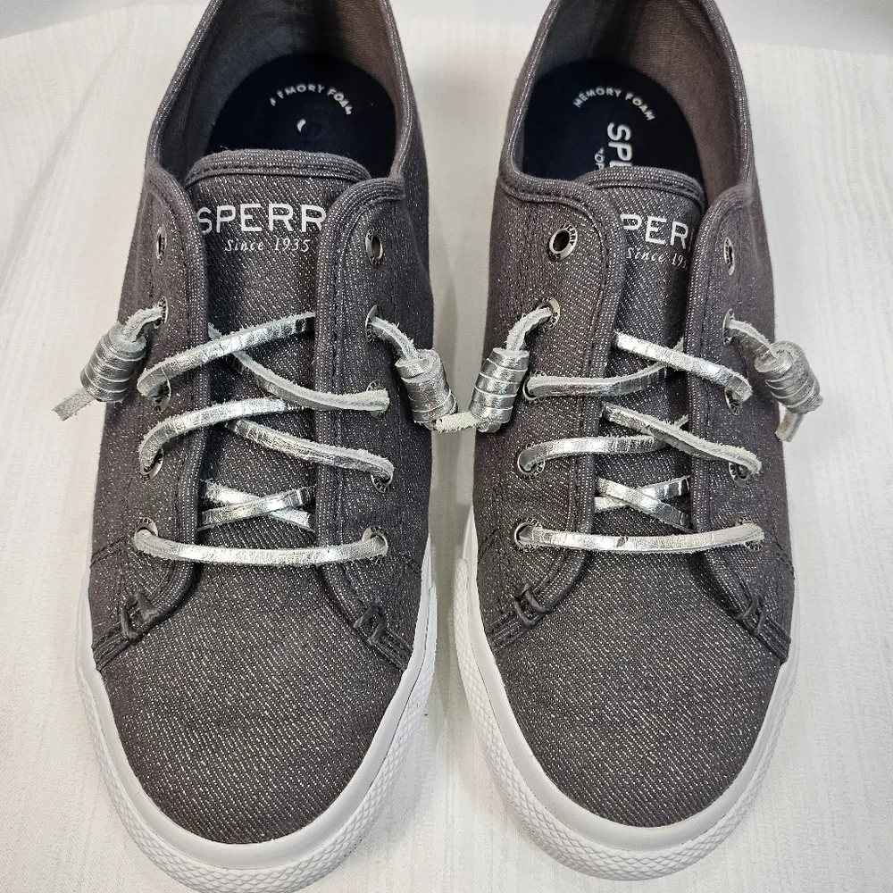 Sperry Top Sider Sky Sail Metallic Gray Sneakers